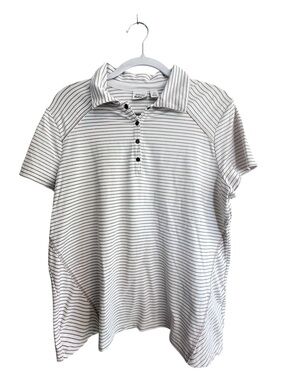ZENERGY GOLF Chico’s striped black white Stretch Golf Top Sz L polo
